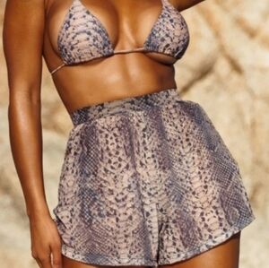 Matte Stylish Snake Print Women's 3 Piece Swimsuit